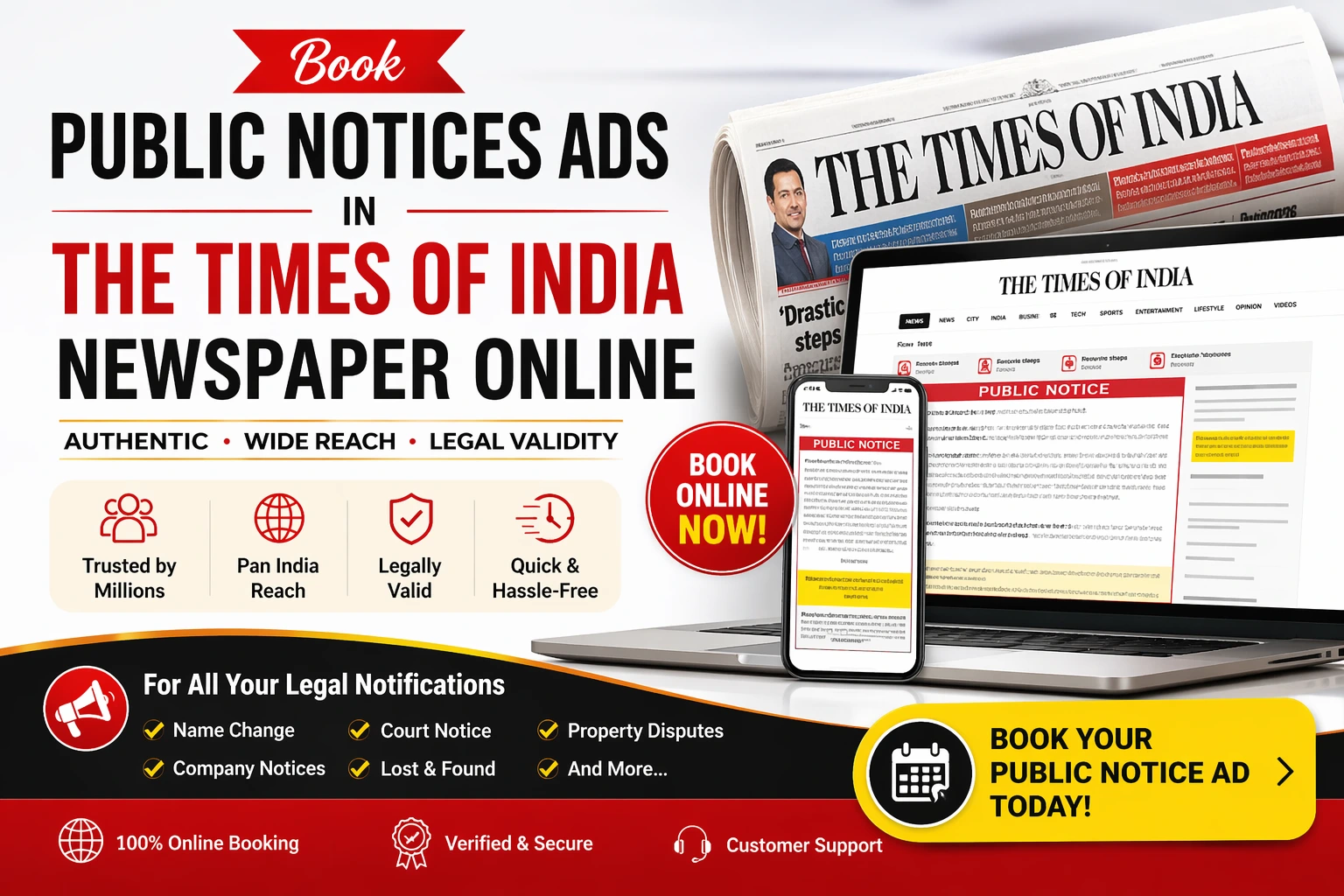 Book Publicnotices Ads in The Times of India Newspaper Online